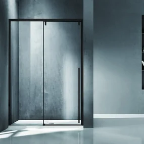 Kamalu - Porta doccia 150cm scorrevole con profilo nero vetro 8mm | KSA4000N