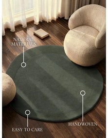Tappeto rotondo verde scuro in misto lana tessuto a mano ø 160 cm Kari Organic – Villeroy&amp;Boch