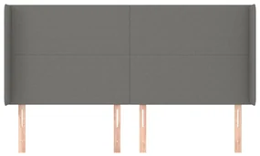 Testiera ad orecchio grigioscuro 163x16x118/128cm intessuto