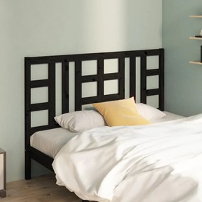 Testiera Per Letto Nera 146x4x100 Cm İn Legno Massello Di Pino /
