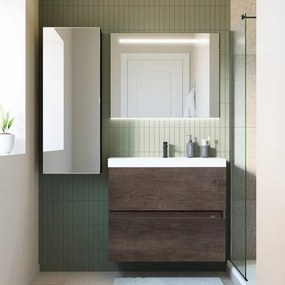 Mobile sottolavabo e lavabo Kora per vasca centrale rovere scuro in truciolare L 60 x H 57 x P 46 cm 2 cassetti