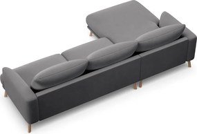 Divano angolare grigio (con penisola a sinistra/con chaise lounge) con rivestimento in velluto Naomi – Micadoni