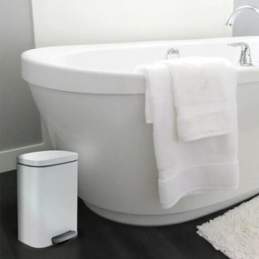 Set pattumiera 5lt a pedale e portascopino in acciaio bianco opaco Axin