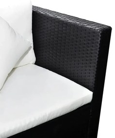 Set divani da giardino 4 pz con cuscini in polyrattan nero