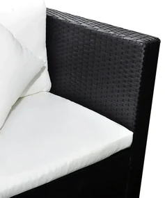 Set divani da giardino 4 pz con cuscini in polyrattan nero
