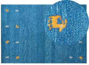 Tappeto Gabbeh lana blu 140 x 200 cm CALTI Beliani