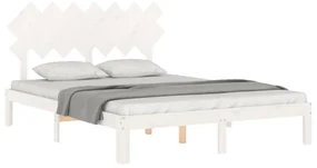 Giroletto con testiera bianco 140x190 cm in legno massello