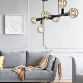 Lampadario a sospensione con supporto rigido ASTRID 6xE27/60W/230V nero