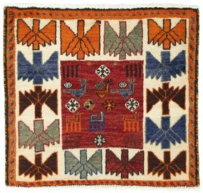 Shiraz Tappeto 50x50 Rosso (Iran) Annodato A Mano