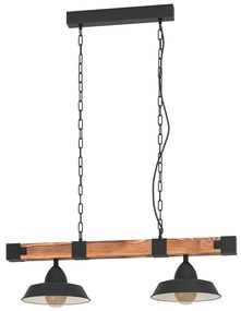 Lampadario nero/di colore naturale con paralume in metallo OLDBURY – EGLO