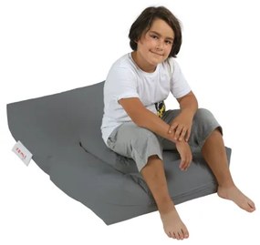 Pouf con poggiapiedi 65x40 cm grigio