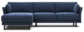 Kave Home - Divano Gilma chaise longue 3 posti dx/sx velluto a coste spesso blu e gambe nere 260 cm FR