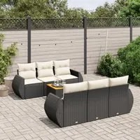 Set Divani da Giardino con Cuscini 7pz Nero Polyrattan 3257225