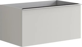 Cassettiera Pixel con 2 cassetti  frontale plain laccato opaco Beige Greige e maniglia alluminio nero opaco L80 x H40 x P45,5 cm