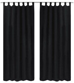 Tende Micro-raso Nere 2 Pezzi Con Occhielli 140 X 225 Cm /