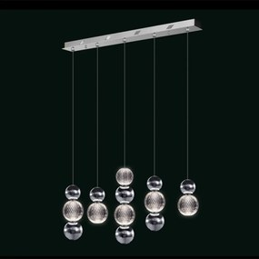 Lampadario A Sospensione Moderno Brillante Acrilico E Metallo Cromo Led 27W