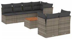 Set divano da giardino 6 pz con cuscini grigio in polyrattan