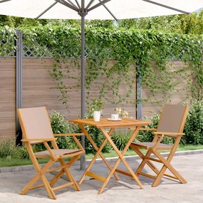 Set Da Bistrot 3pz Tortora İn Tessuto E Legno Massello /