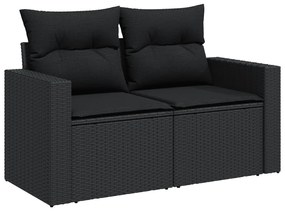 Set Divano da Giardino 6 pz con Cuscini Nero in Polyrattan