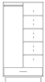 Armadio in legno di quercia di colore naturale 97x196 cm Abies - The Beds