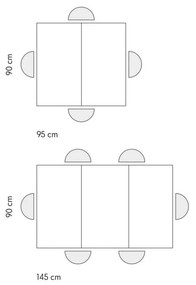 Tavolo FORTE DEI MARMI in legno, finitura grigio cemento e gambe incrociate in metallo antracite, allungabile 95&#215;90 cm &#8211; 145 x 90 cm