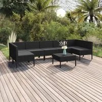 Set Divani da Giardino 8 pz con Cuscini in Polyrattan Nero 3094593