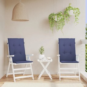 Cuscini Sedia Schienale Alto 2 Pz Blu Marino İn Tessuto /