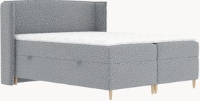 Letto boxspring in bouclé fatto a mano con contenitore Segni