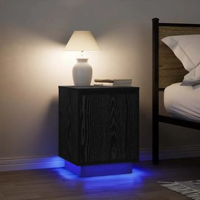 Comodini Con Luci Led 2 Pz Nero 38x34x50 Cm /