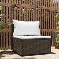 Divano Centrale da Giardino con Cuscini in Polyrattan Marronecod mxl 70532