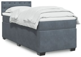 Giroletto A Molle Con Materasso Grigio Scuro 80x200 Cm Velluto /