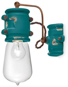 Applique Vintage Urban Ferro E Ceramica Verde 1 Luce E27 22Cm