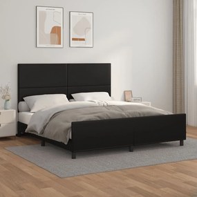 Giroletto Con Testiera Nero 160x200 Cm İn Similpelle /