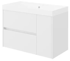 Mobile sottolavabo e lavabo Portofino bianco in mdf L 80 cm, 1 anta 2 cassetti