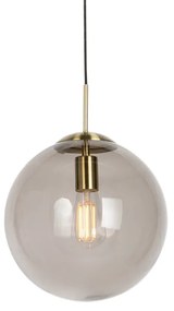 Lampada a sospensione moderna in ottone con vetro fumé 30 cm - Ball