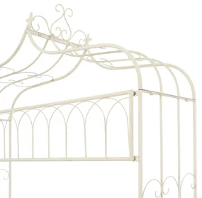 Panchina da giardino 122 cm in ferro bianco anticato
