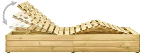 Lettino prendisole doppio in legno di pino impregnato