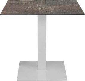 Tavolo bar pub ristorante 80x80 cm per esterno base bianca piano HPL Ardesia Fango H 74