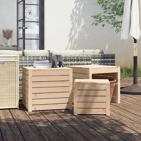 Set Cassette Da Giardino 3 Pz İn Legno Massello Di Pino /