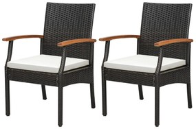 Costway Set di 2 sedie in rattan per patio con cuscino morbido telaio in metallo, Sedie in rattan PE da esterno