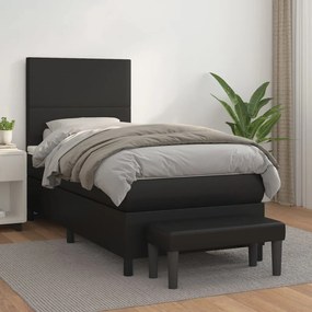 Giroletto A Molle Con Materasso Nero 80x200 Cm İn Similpelle /