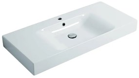 Lavabo sospeso rettangolare Cento 100cm H 10 x P 45 cm in ceramica bianco