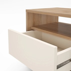 Comodino color crema/di colore naturale con effetto rovere Dennis – Marckeric