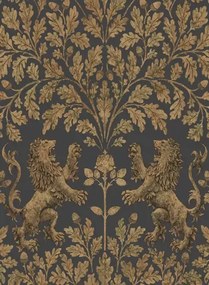 Tapete Boscobel Oak von Cole & Son - Metallic Gold on Black