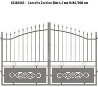 Cancello battente Zerbion in ferro, apertura centrale, L 300 x 200 cm, di colore grigio zincato