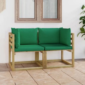 Divani angolari da giardino &amp; cuscini 2pz pino impregnato verde