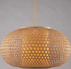 Lampadario a sospensione zen  in bambu' e diffusore in termoplastic...