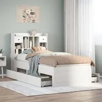 Letto Libreria senza Materasso Bianco 100x200 cm Legno di Pino 3308967