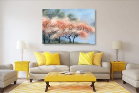 Stampa su tela – Alberi in fiore in acquerello