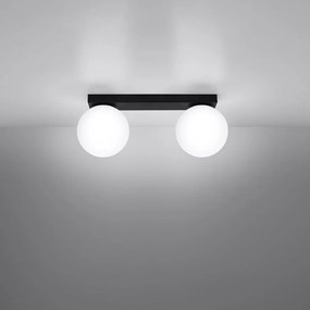Lampada da soffitto nera con paralume in vetro ø 12 cm Umerta - Sollux